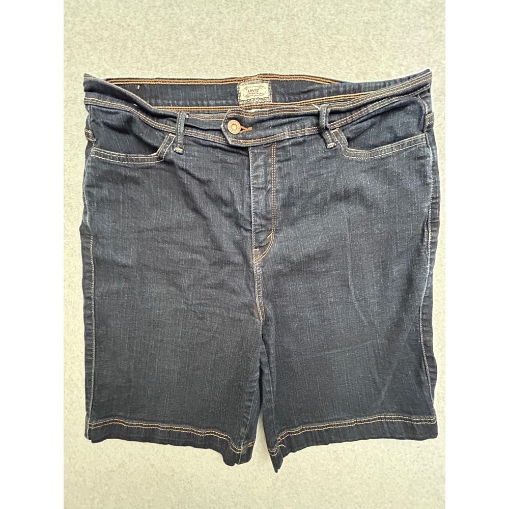 Levis 512 Bermuda Shorts Womens 16 Dark Wash Denim Slimming Fit Stretch